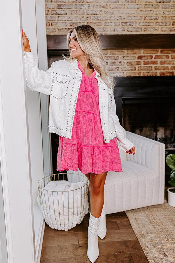 Impressions Across The World Mineral Wash Mini Dress In Pink