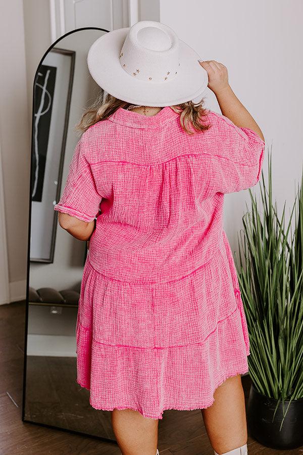 Impressions Across The World Mineral Wash Mini Dress In Pink Curves