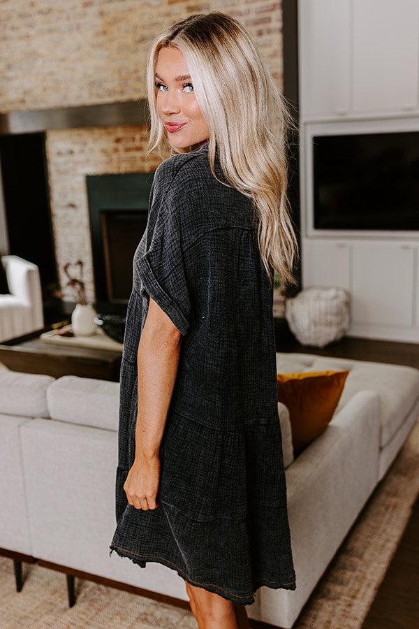 Impressions Across The World Mineral Wash Mini Dress In Vintage Black
