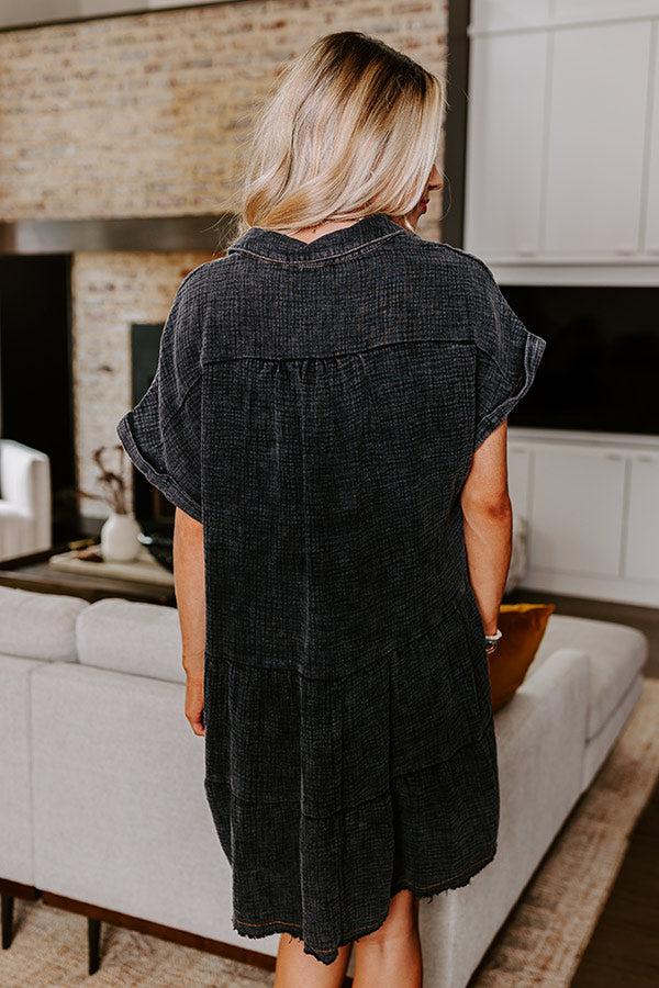 Impressions Across The World Mineral Wash Mini Dress In Vintage Black