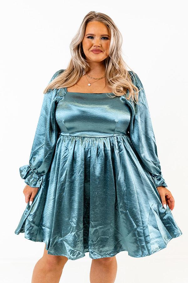 Impressions Address The Room Babydoll Dress In Teal Curves
