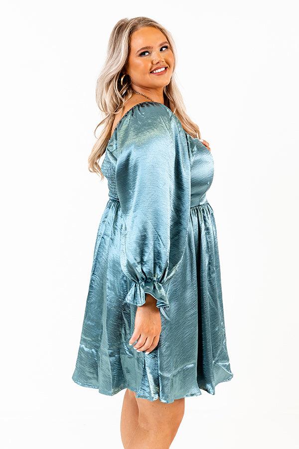 Impressions Address The Room Babydoll Dress In Teal Curves