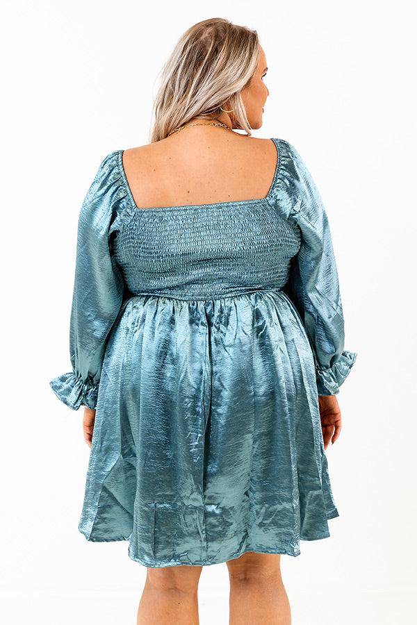 Impressions Address The Room Babydoll Dress In Teal Curves