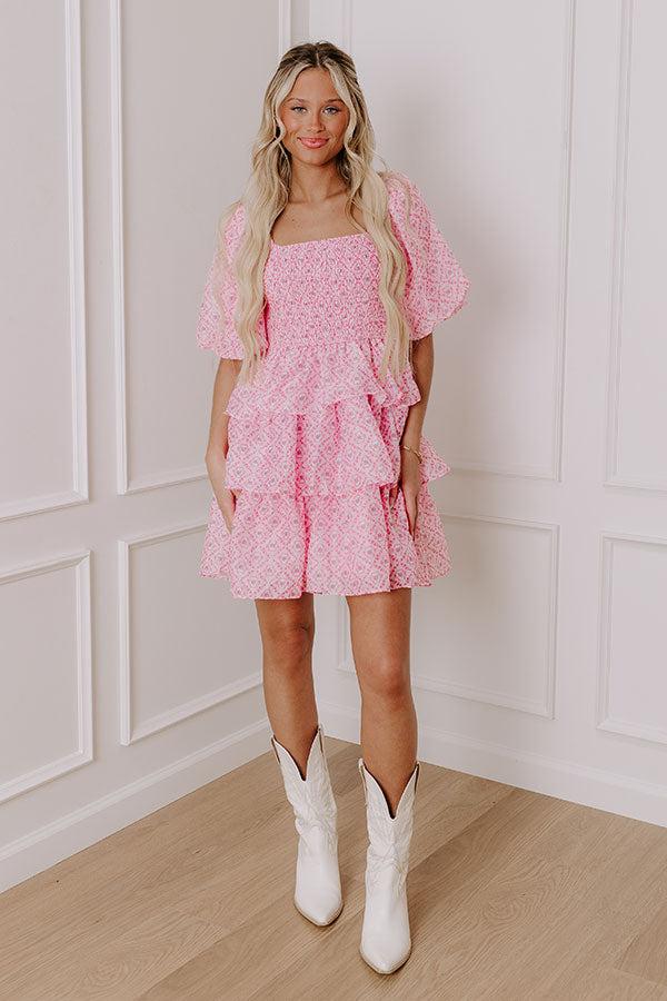 Impressions Affectionate Allure Tiered Mini Dress In Pink