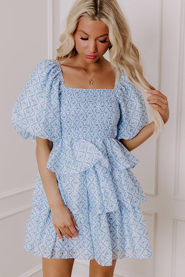 Impressions Affectionate Allure Tiered Mini Dress in Sky Blue