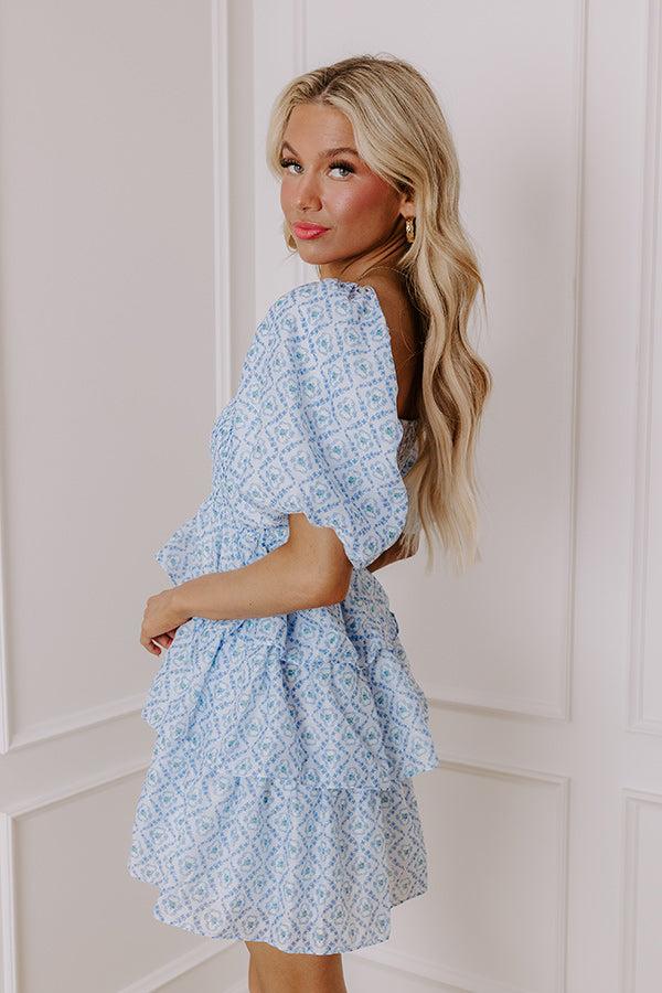 Impressions Affectionate Allure Tiered Mini Dress In Sky Blue