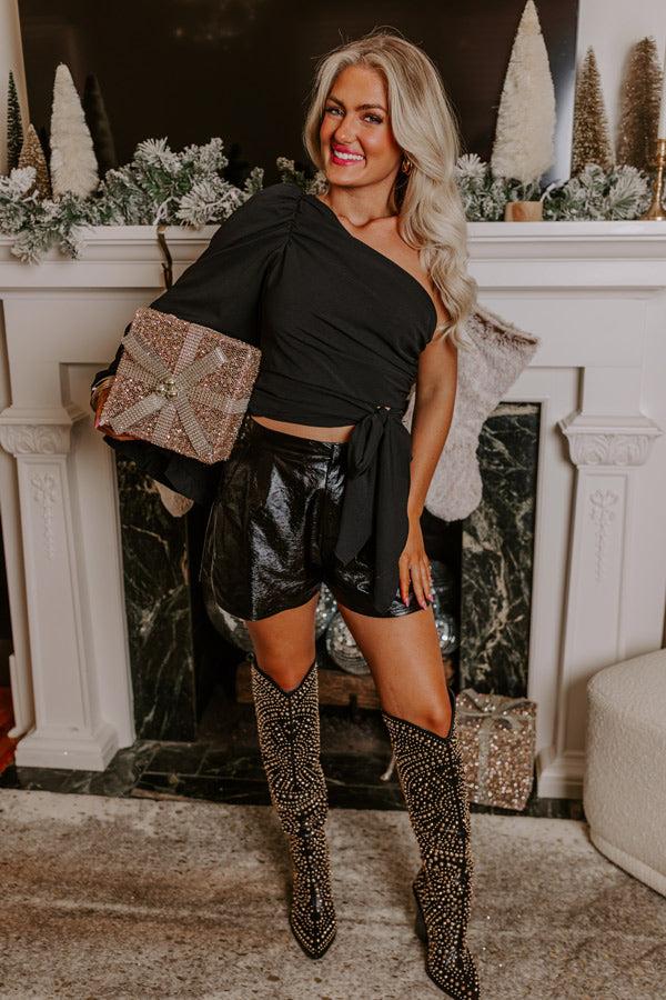 Impressions After Hours Party One Shoulder Top In Black