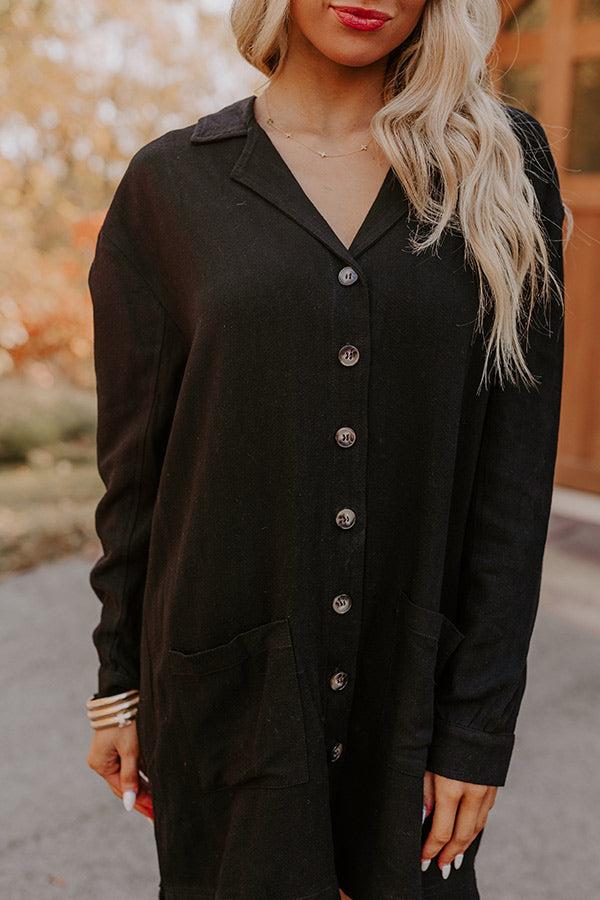 Impressions Afternoon Escape Linen-Blend Mini Dress In Black