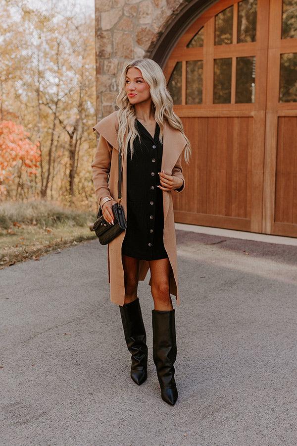 Impressions Afternoon Escape Linen-Blend Mini Dress in Black