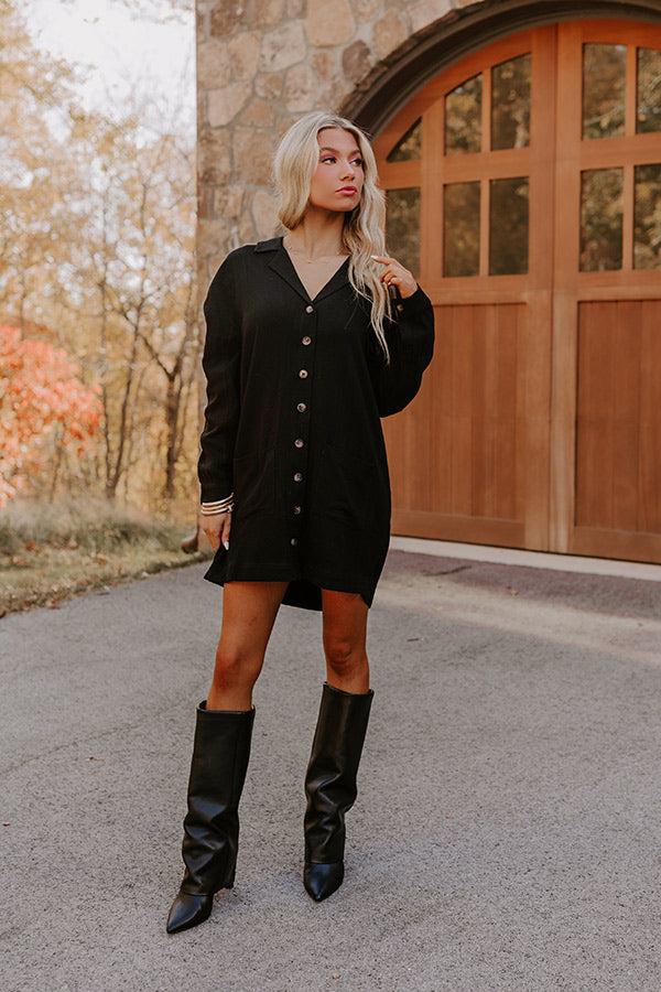 Impressions Afternoon Escape Linen-Blend Mini Dress In Black