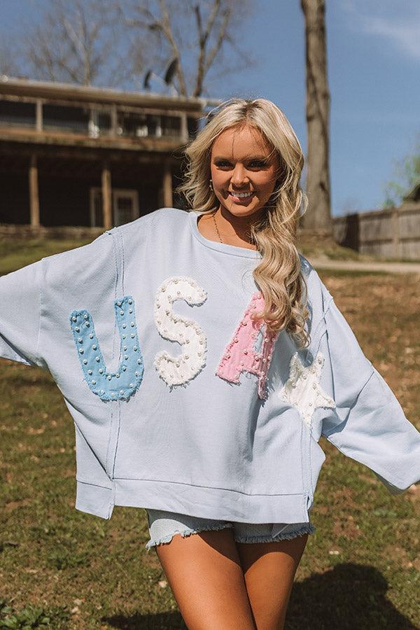 Impressions All-American Muse Pearl Embellished Oversized Sweatshirt