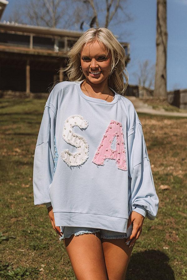 Impressions All-American Muse Pearl Embellished Oversized Sweatshirt