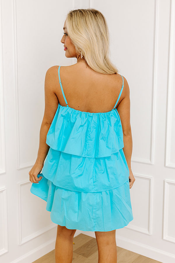 Impressions All The Attention Tiered Mini Dress In Sky Blue