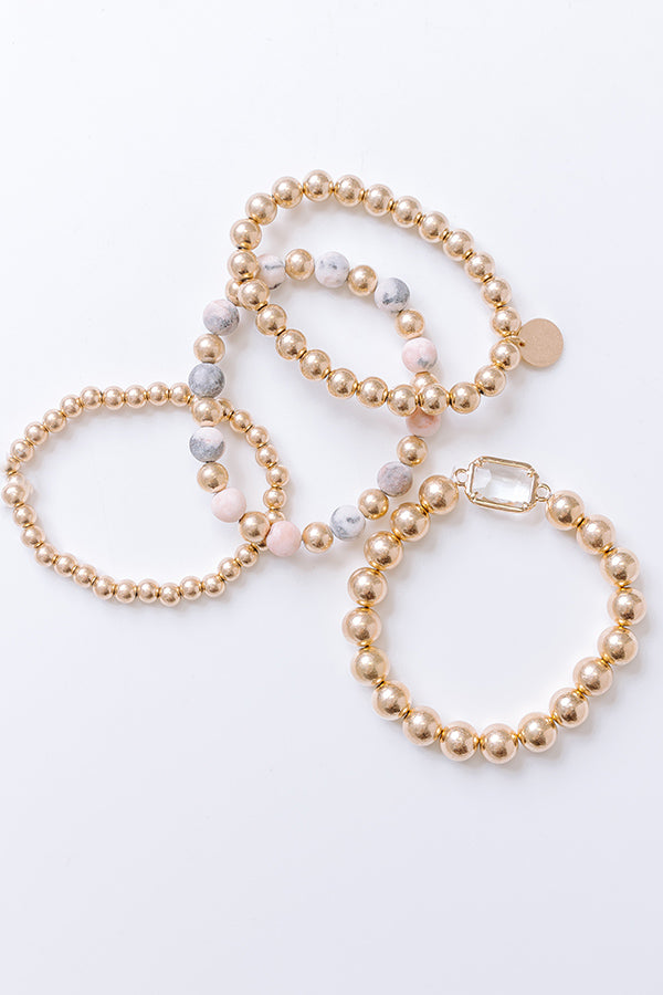 Impressions All The Glam Stretch Bracelet Set In Grey Mix