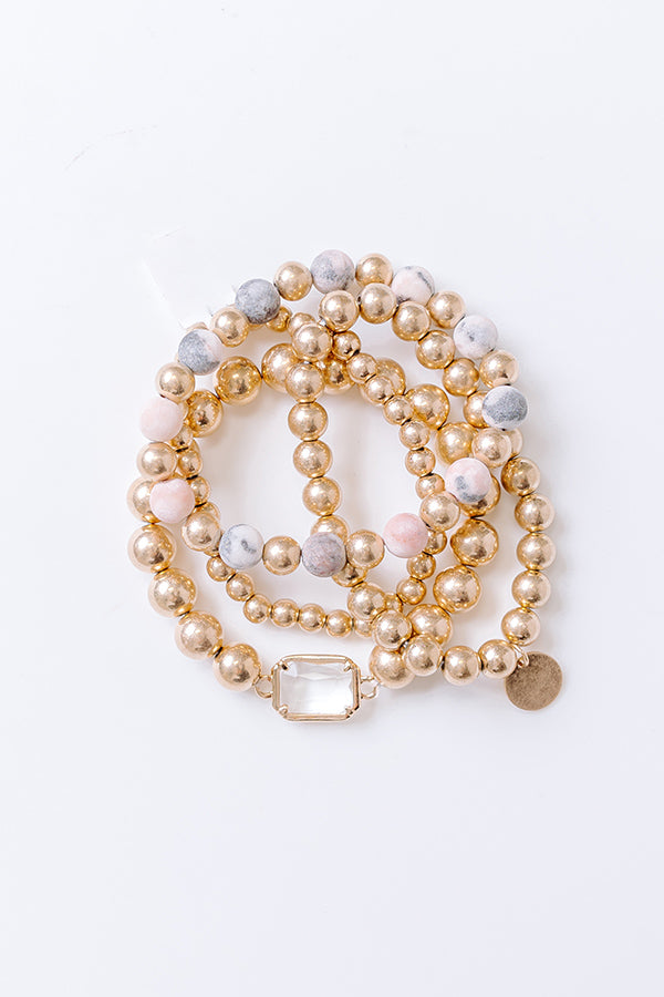 Impressions All The Glam Stretch Bracelet Set in Grey Mix