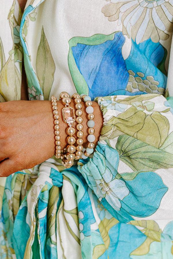 Impressions All The Glam Stretch Bracelet Set In Sage