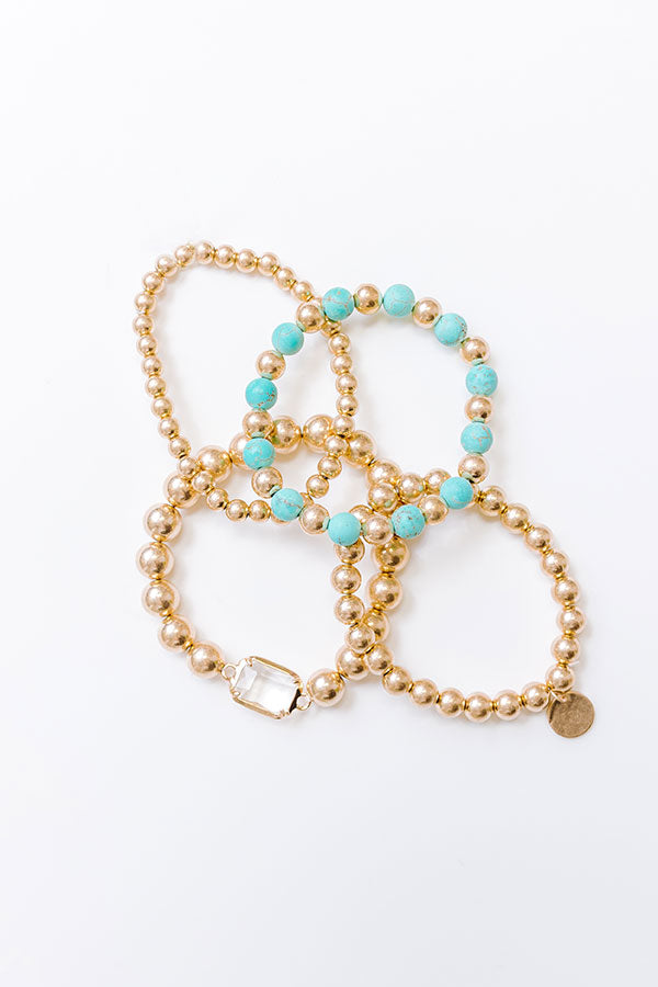 Impressions All The Glam Stretch Bracelet Set In Turquoise