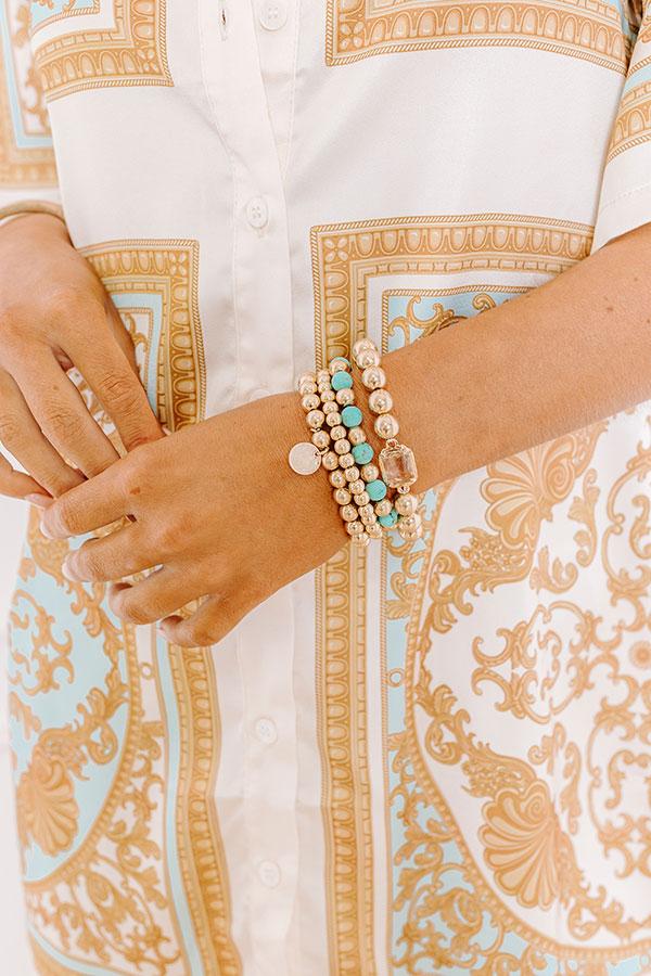Impressions All The Glam Stretch Bracelet Set In Turquoise
