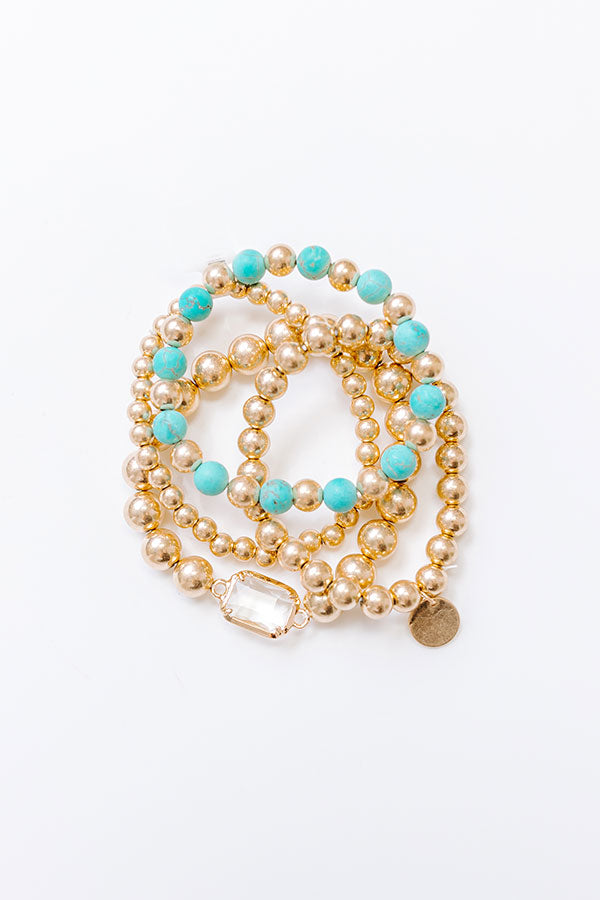 Impressions All The Glam Stretch Bracelet Set in Turquoise