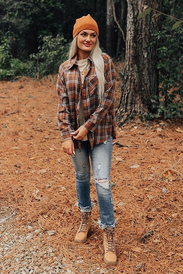 Impressions All The Hits Flannel Button Up In Brown