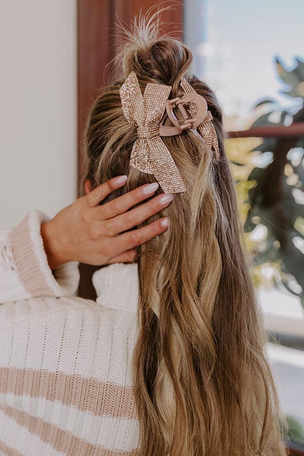 Impressions All The Sparkle Bow Hair Claw Clip In Iced Latte