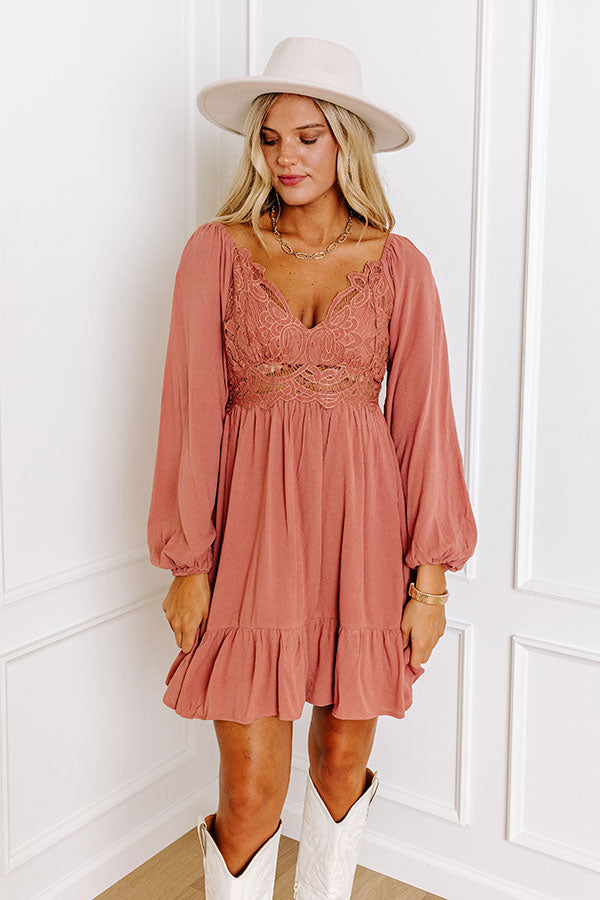 Impressions All The Sway Lace Mini Dress In Rustic Rose