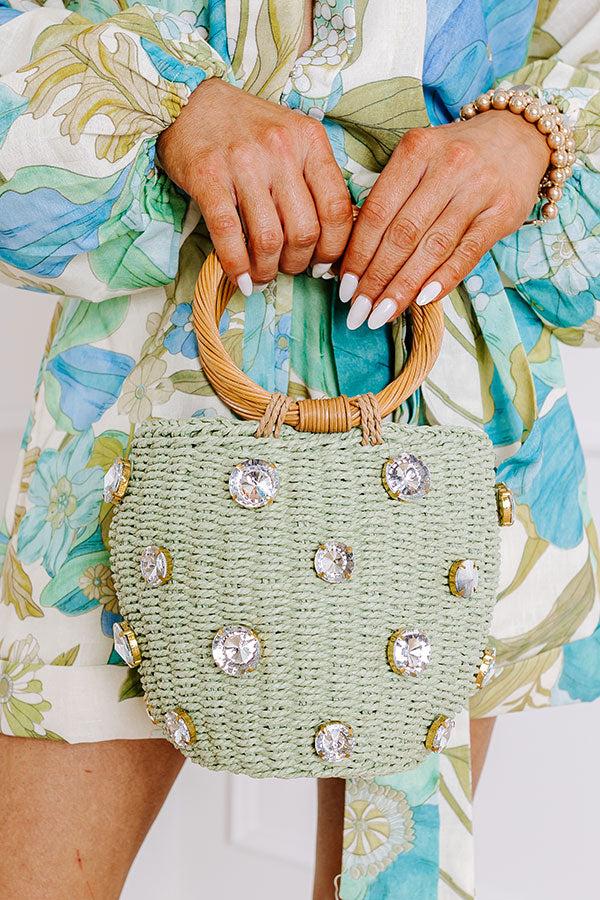 Impressions All The Vibes Straw Woven Bucket Bag in Pear