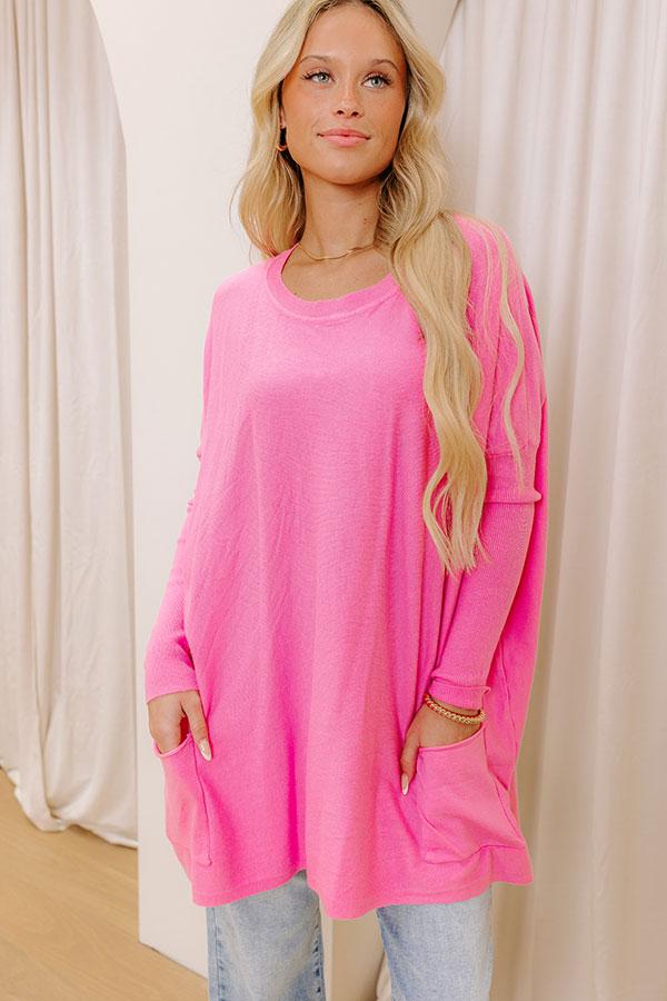 Impressions Always Cozy Sweater Top in Bubblegum Pink