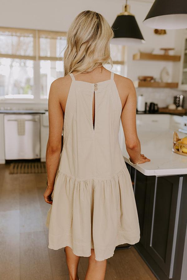 Impressions Always In Style Denim Mini Dress In Beige