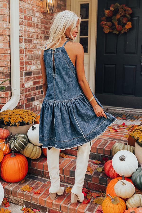 Impressions Always In Style Denim Mini Dress In Dark Wash