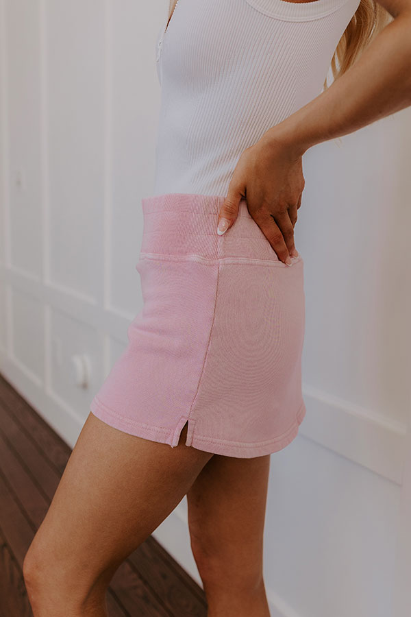 Impressions Always On The Go Vintage Wash Skort In Pink