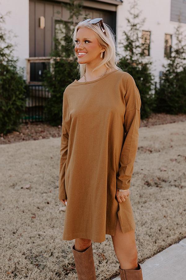 Impressions Always There For You T-Shirt Dress In Camel