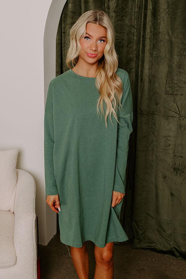 Impressions Always There For You T-Shirt Dress In Light Hunter Green