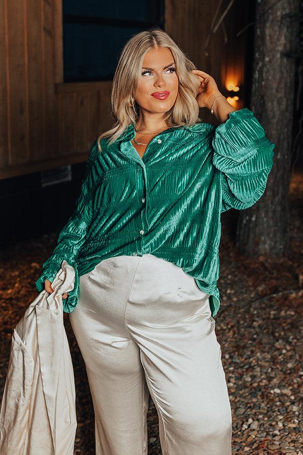 Impressions Amazing Views Velvet Top In Jade Curves