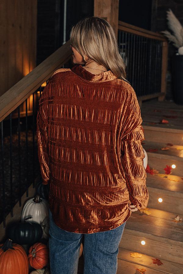 Impressions Amazing Views Velvet Top In Rust Curves