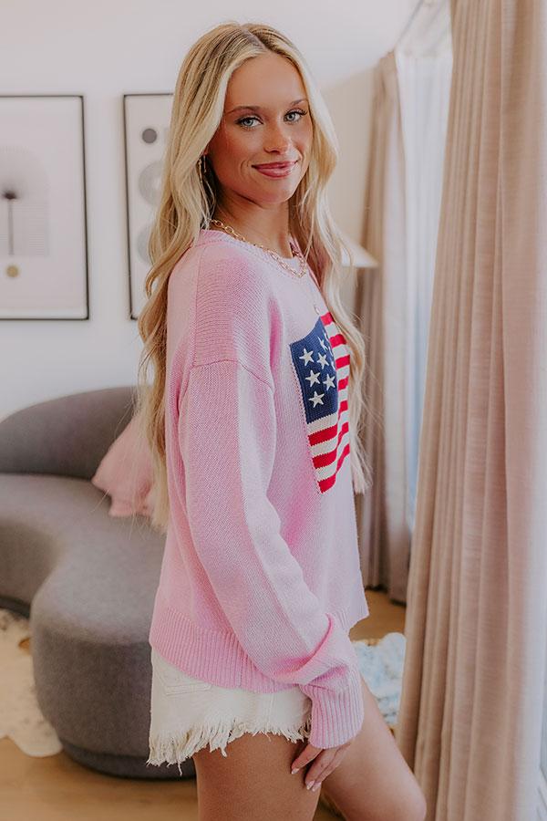 Impressions American Girl Embroidered Knit Sweater In Pink