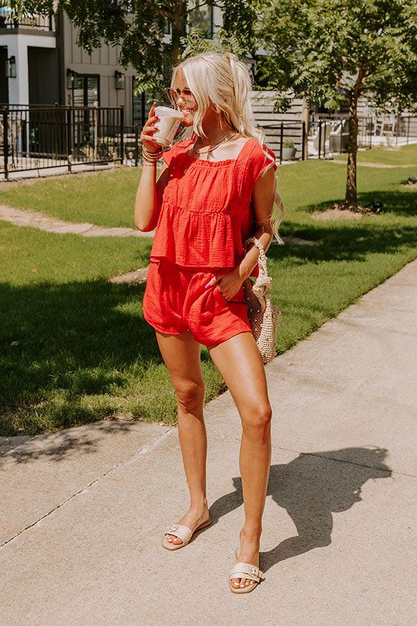 Impressions Americana Attire High Waist Shorts in Red