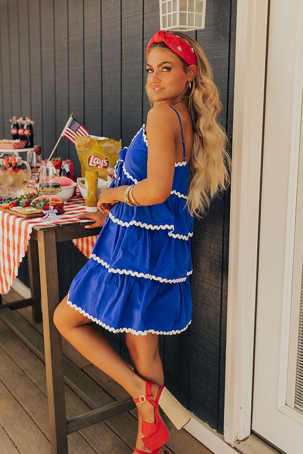 Impressions Americana Kisses Tiered Mini Dress In Royal Blue