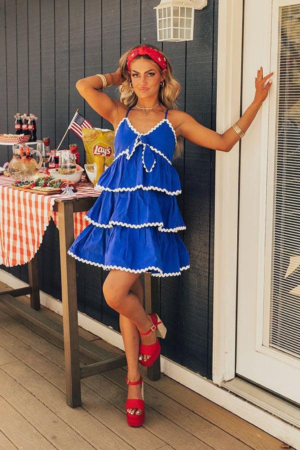 Impressions Americana Kisses Tiered Mini Dress in Royal Blue
