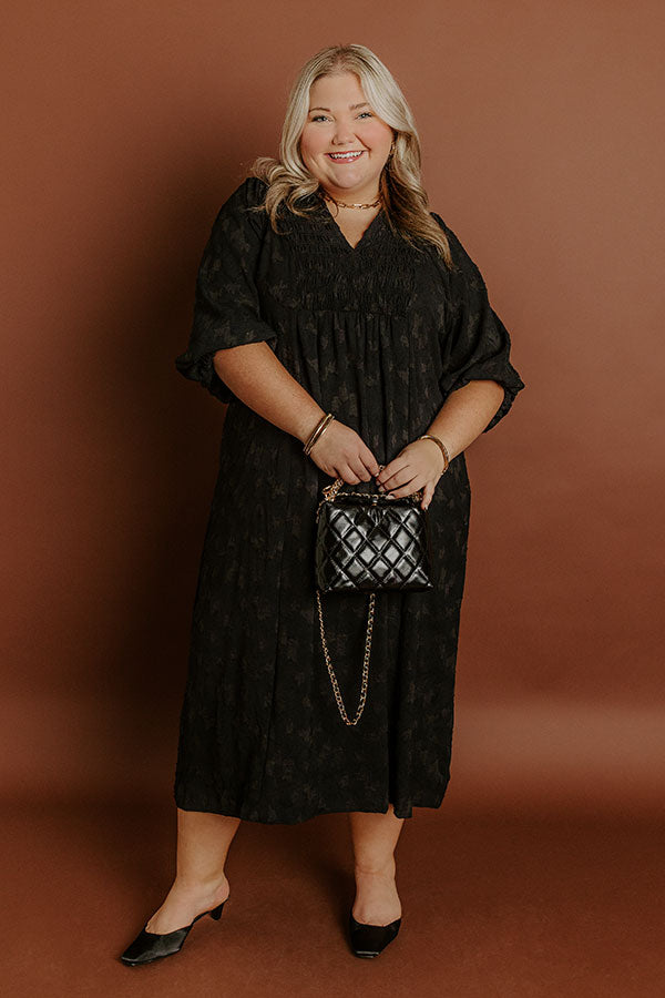Impressions Apple Cider Sippin Jacquard Midi Dress In Black Curves
