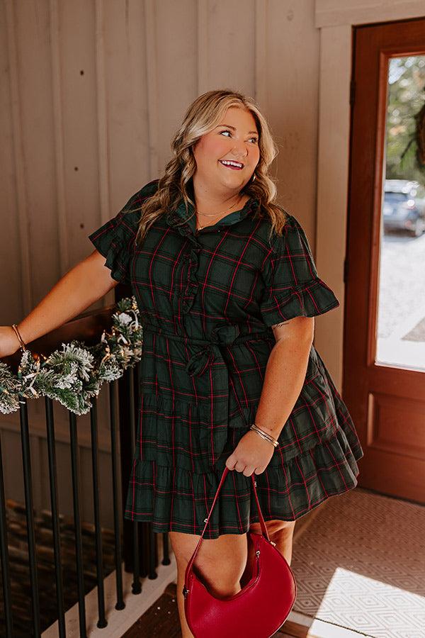 Impressions Apple Orchard Dreaming Plaid Mini Dress Curves