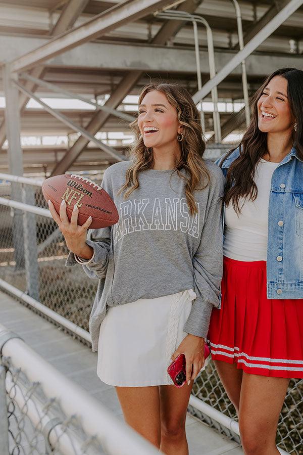 Impressions Arkansas Embroidered Long Sleeve Tee in Grey
