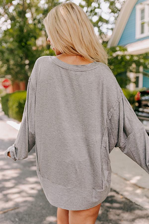 Impressions Arkansas Embroidered Long Sleeve Tee In Grey Curves