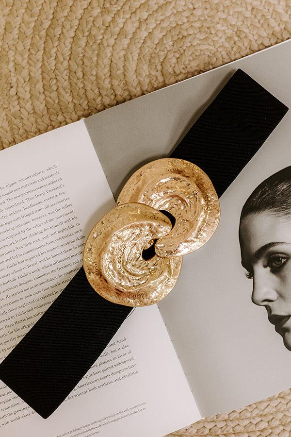 Impressions Art Deco District Stretch Belt In Black