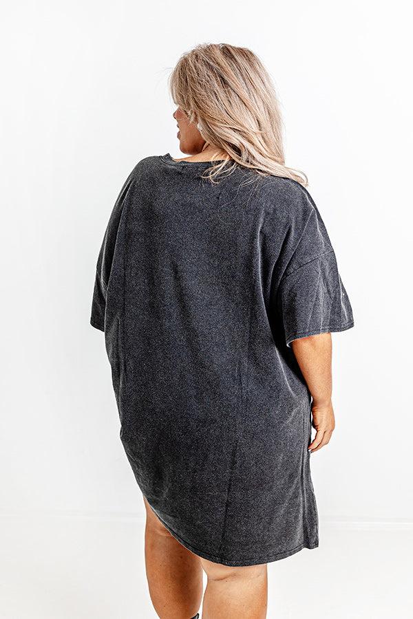 Impressions Artfully Done Embellished T-Shirt Dress In Vintage Black Curves