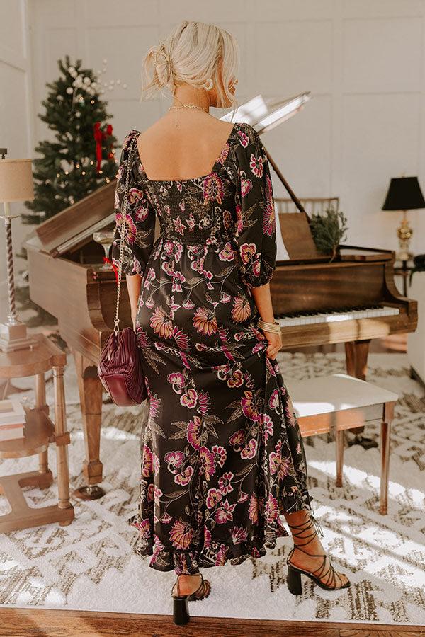 Impressions Autumn Encounters Satin Floral Maxi Dress