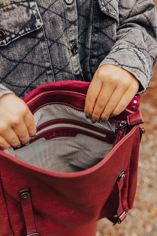 Impressions Autumn Treasure Faux Leather Backpack In Wine