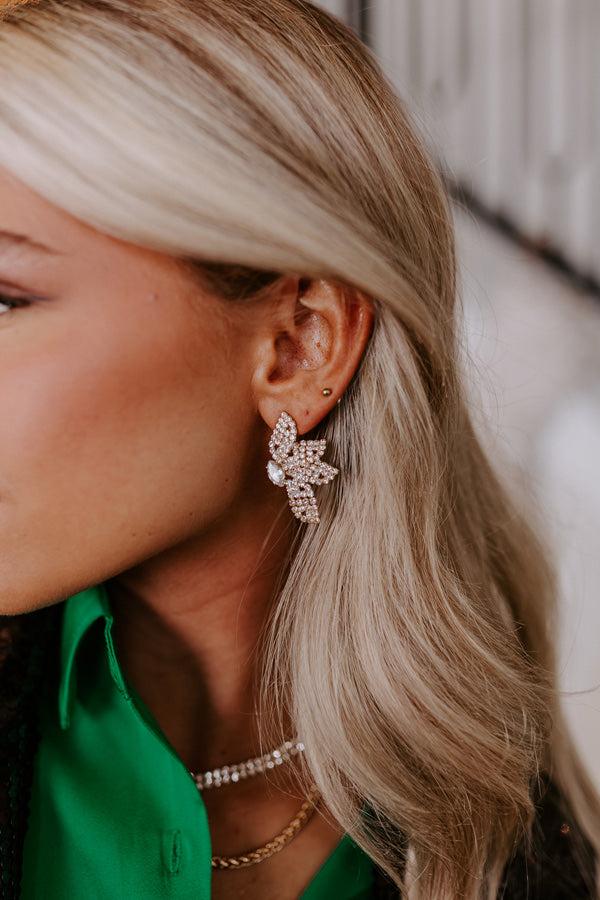 Impressions Away For The Winter Rhinestone Earrings In Gold