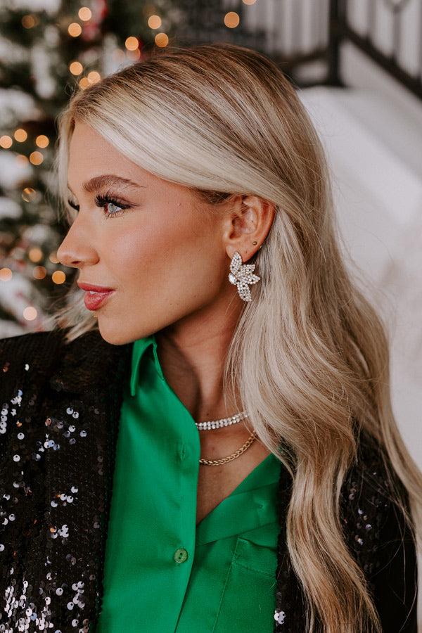 Impressions Away For The Winter Rhinestone Earrings in Gold