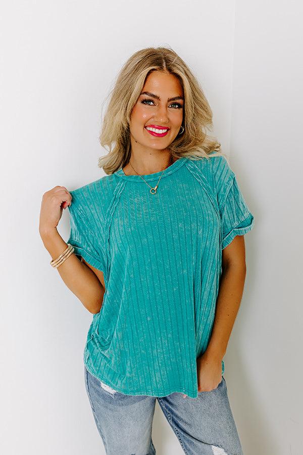Impressions Back To Basics Mineral Wash Shift Top In Turquoise
